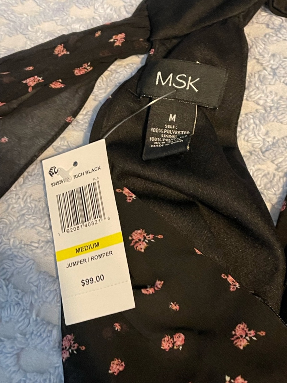 MSK Black Floral Wide-Leg Jumpsuit - Pink Blossom Print